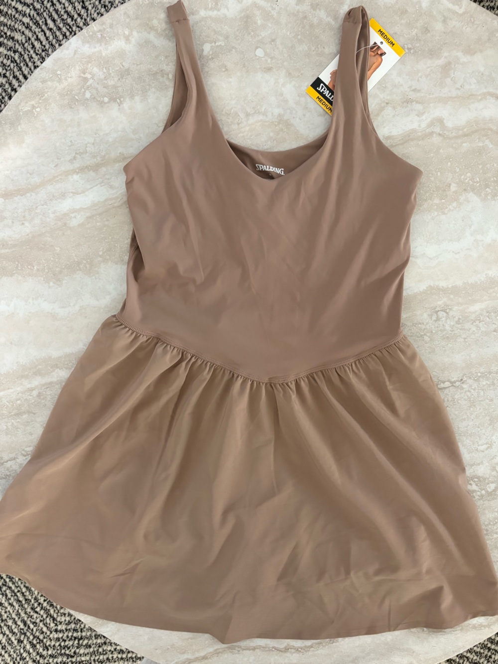 Spalding Women's Taupe Athletic Tank Top Dress with Shorts